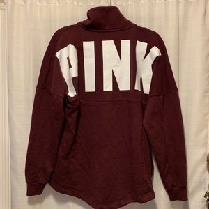Maroon zip crew neck sweater
